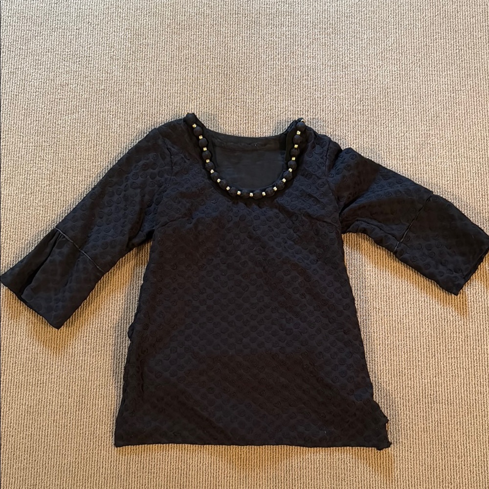 Elegant Black Beaded Women's Top